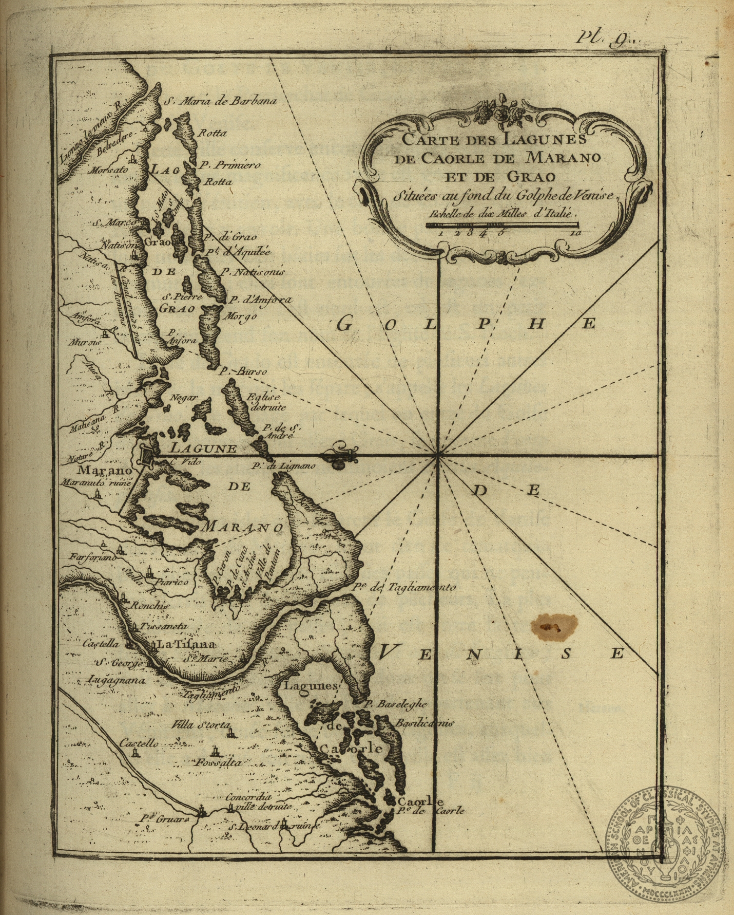 Carte des lagunes de Caorle de Marano et de Grao